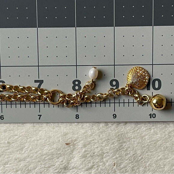 J Crew | Freshwater Pearl Sea Shell Golden Ball Choker Gold Tone 14"+2" Necklace - Picture 5 of 14